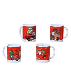 Decoris Stoneware Mug with Fun Santa Print - 4 Assorted,