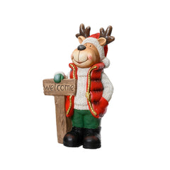 Decoris Magnesium Deer with Welcome Sign 43cm,