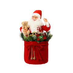 Decoris Polyester Santa Figure with Bear in Gift Sack 63cm,