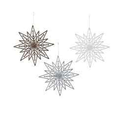Decoris Hanging Plastic Star with Glitter 8cm - 3 Assorted,