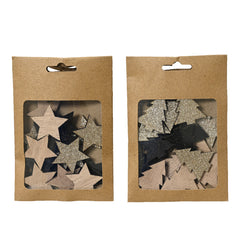 Decoris Plywood Stars with Glitter Pack - 2 Assorted,