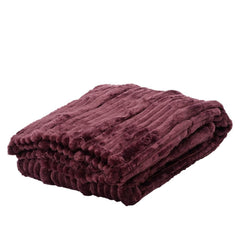 Decoris Polyester Throwover with Irregular Stripes 130 x 170cm - Burgundy,