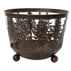 Decoris Iron Fireplace with Antique Finish and Tree Cut-Out Scenery 45cm - Brown,