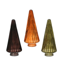 Decoris Glass Tree Figure 19cm - Brown, Orange and Green,