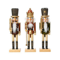 Decoris Pinewood Nutcracker with Sword 25cm - 3 Assorted Shades of Brown,