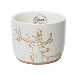 Kitchen Goods Stoneware Tapas Bowl with Reindeer Pattern 15cm - White,