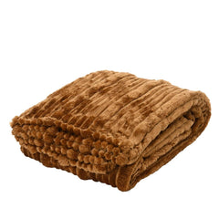 Decoris Polyester Throwover with Irregular Stripes 130 x 170cm - Dark Brown,