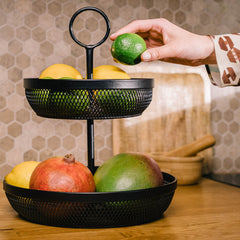 Homla Gridio Two-Story Basket Black 31X26 cm