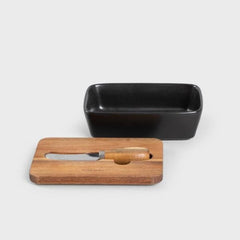 Homla Mooka Butter Dish With Knife Black 11X16 cm