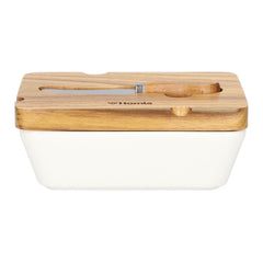 Homla Mooka Butter Dish With Knife White 11X16 cm