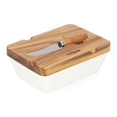 Homla Mooka Butter Dish With Knife White 11X16 cm