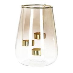 Homla Galia Glass Candle Holder Golden 15X15X20 cm
