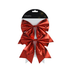Decoris Polyester Bow Set of 2 Pieces 17cm - Red,
