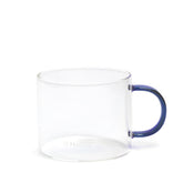 Homla Glossy Glass Mug Transparent Blue Handle 0.44L