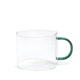 Homla Glossy Glass Mug Transparent Green Handle 0.44L