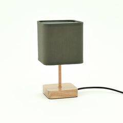 TABLE LAMP E14X1 H23CM FABRIC FOREST, BASE NATURAL WOOD INSPIRE AKORA