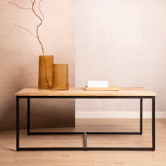 Homla Coffee Table Set Maya Solid Mango Wood + Metal 110X60X45 Cm/50X50X40Cm