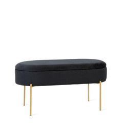 Homla Bench Layla Velour Black With Storage 91.5X41X46.5 Cm