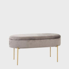 Homla Bench Layla Velour Beige With Storage 91.5X41X46.5 Cm