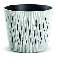 Prosperplast Sandy Round Eco Wood Planter 15.8x15.8x13.8cm - Eco White