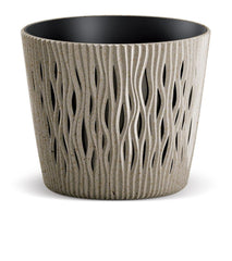 Prosperplast Sandy Round Eco Wood Planter 26.2x26.2x22.2cm - Eco Naturo