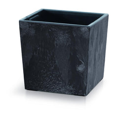 Prosperplast Urbi Square Low Beton Effect Planter 24x24x23.5cm - Anthracite