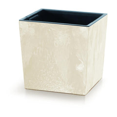 Prosperplast Urbi Square Low Beton Effect Planter 29x29x29.5cm - Cream Touch