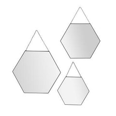 Inspire Set 3 Mirrors Hexagonale Metal Black