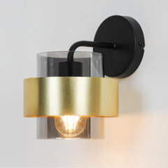 Inspire Wall Lamp Metal Gold Glass Black E27x1