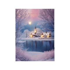 Lumineo BO Led Canvas with Snowy Lake Scene 28 x 38cm - Warm White