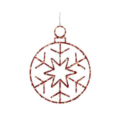 Lumineo BO Micro-Led Metal Bauble/Snowflake 38 x 49cm - Red/Warm White