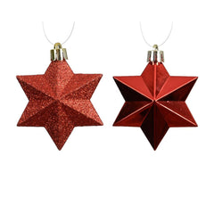 Decoris Shatterproof Star Baubles 9 x 9 x 12.3cm - Christmas Red