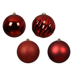 Decoris Shatterproof Baubles Box of 4pcs 14cm - Christmas Red
