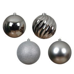 Decoris Shatterproof Baubles Box of 4pcs 14cm - Silver