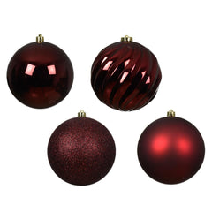 Decoris Shatterproof Baubles Box of 4pcs 14cm - Oxblood Red