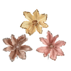 Decoris Clip-On Flower with Glitters D23 x H11cm (3 Assorted)