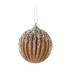 Decoris Foam Bauble with Pearls 8cm - Brandy