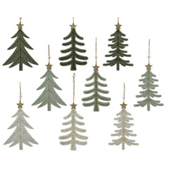 Decoris Hanging Felt Tree 18cm - Shades of Green (9 Assorted)