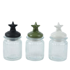 Kitchen Goods Glass Jar with Star 15cm (3 Assorted)