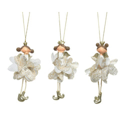 Decoris Polyresin Hanging Angel 12cm - Cream (3 Assorted)