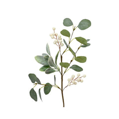 Decoris Polyester Spray with Berries on Stem 50cm - Green/White