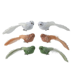 Decoris Clip-on Foam Birds with Feather Tail Set of 2pcs (3 Assorted)