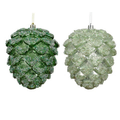 Decoris Polystrene Pinecone with Beads 14cm - Green (2 Assorted)