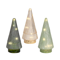 Lumineo Glass Figure Tree with BO Micro-Led 20cm (3 Assorted)