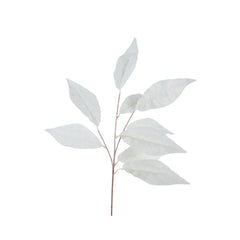 Decoris Polyester Frosted Spray with 9 Leaves 80cm - White