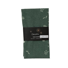 Decoris Polyester Tablerunner with Leaves Pattern 140 x 40cm - Green