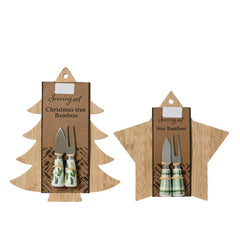 Kitchen Goods Bamboo Cutting Board with Cheese Knife & Fork Set 28cm - 2 Assorted