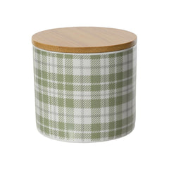 Kitchen Goods Porcelain Jar with Bamboo Lid 8.2cm - White/Green