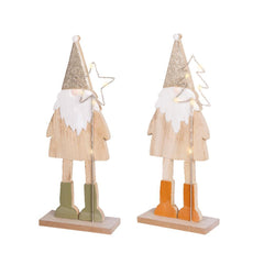 Lumineo Wooden Gnome with BO Micro-Led 37.5cm - Warm White (2 Assorted)