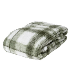 Decoris Polyester Throwover with Checkered Pattern 130 x 170cm - Green/White